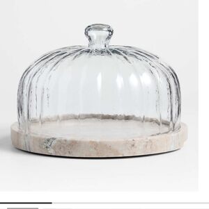 Crate&Barrel Glass Dome Cloche with Tuscan Marble Base